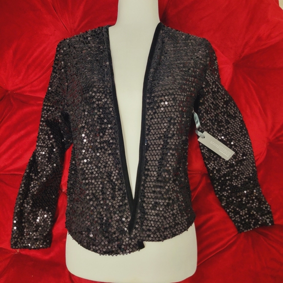 Chicos TRAVELERS COLLECTION Sequin Grace Jacket Black - Picture 2 of 6